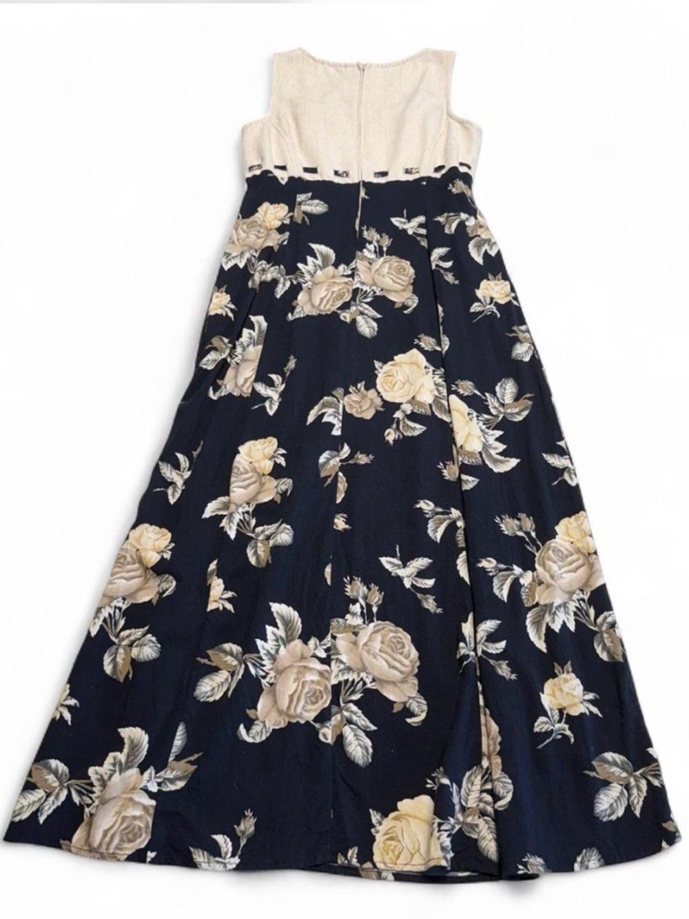 Vintage 90’s Linen Blend Floral Maxi Dress Women’s 11/12 Cottagecore Summer - Picture 3 of 5